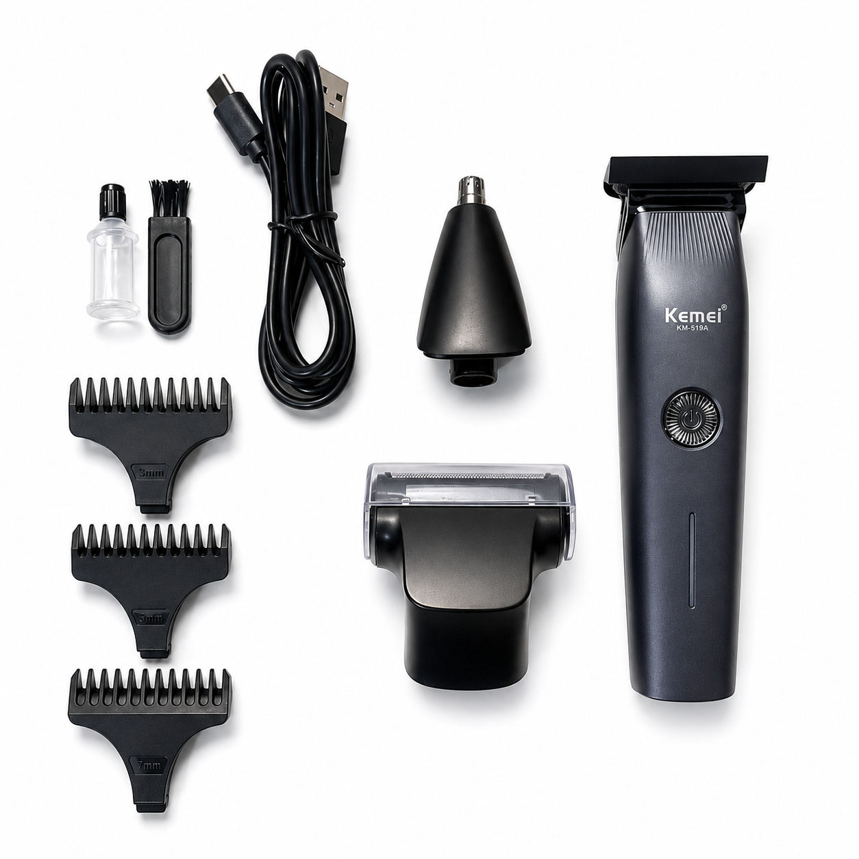 Kemei KM-519A 3-in-1 Rechargeable Electric Shaver & Trimmer