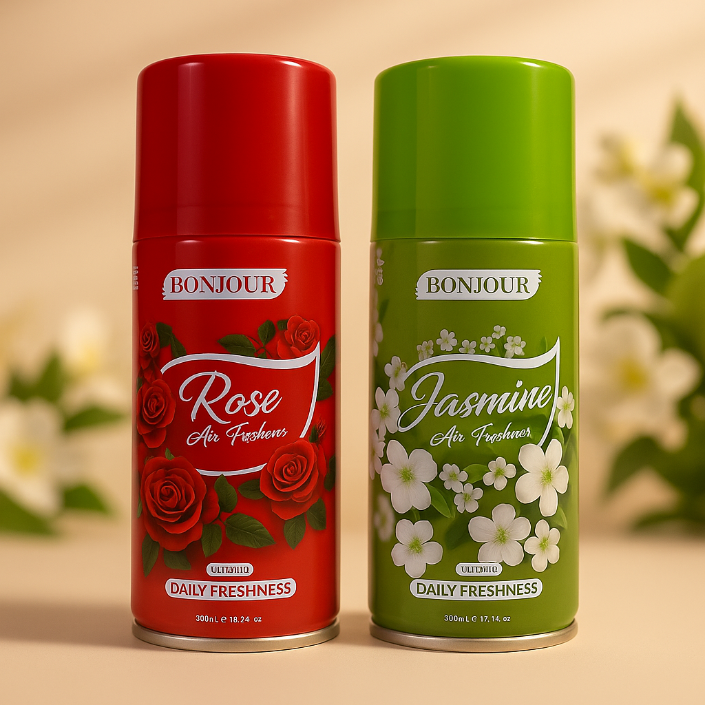 🌹 Bonjour 300ml Automatic Air Freshener Refill – Rose & Jasmine Scent | Long-Lasting Freshness for Home, Office & Washroom