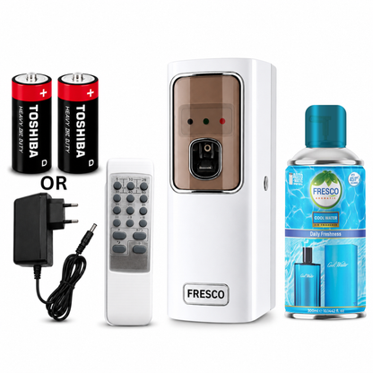 Fresco 2 in 1  Automatic Air Freshener Dispenser with Remote, Adapter & Refill – Dual Power Spray Machine