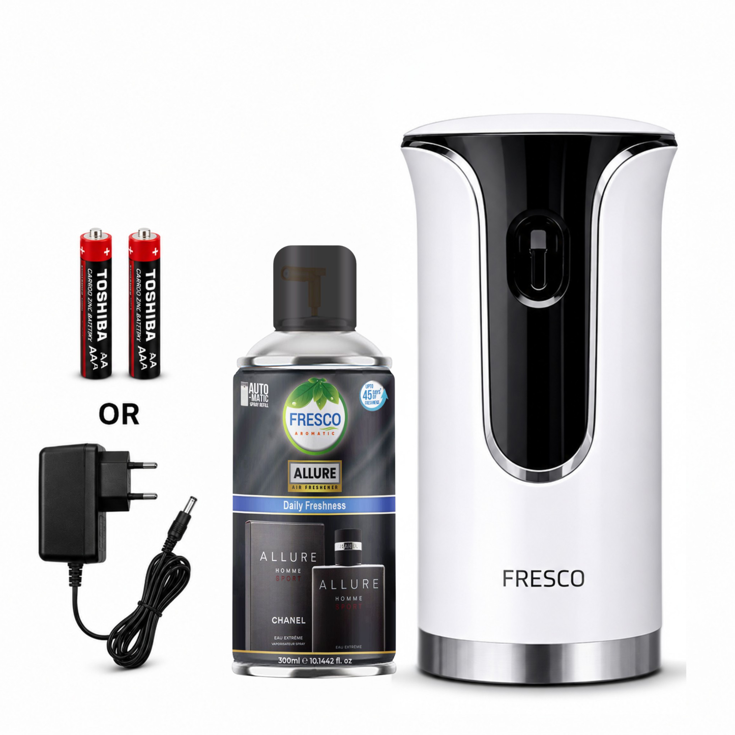 Fresco Premium LED Automatic Air Freshener Dispenser with Free Air Freshener & Batteries