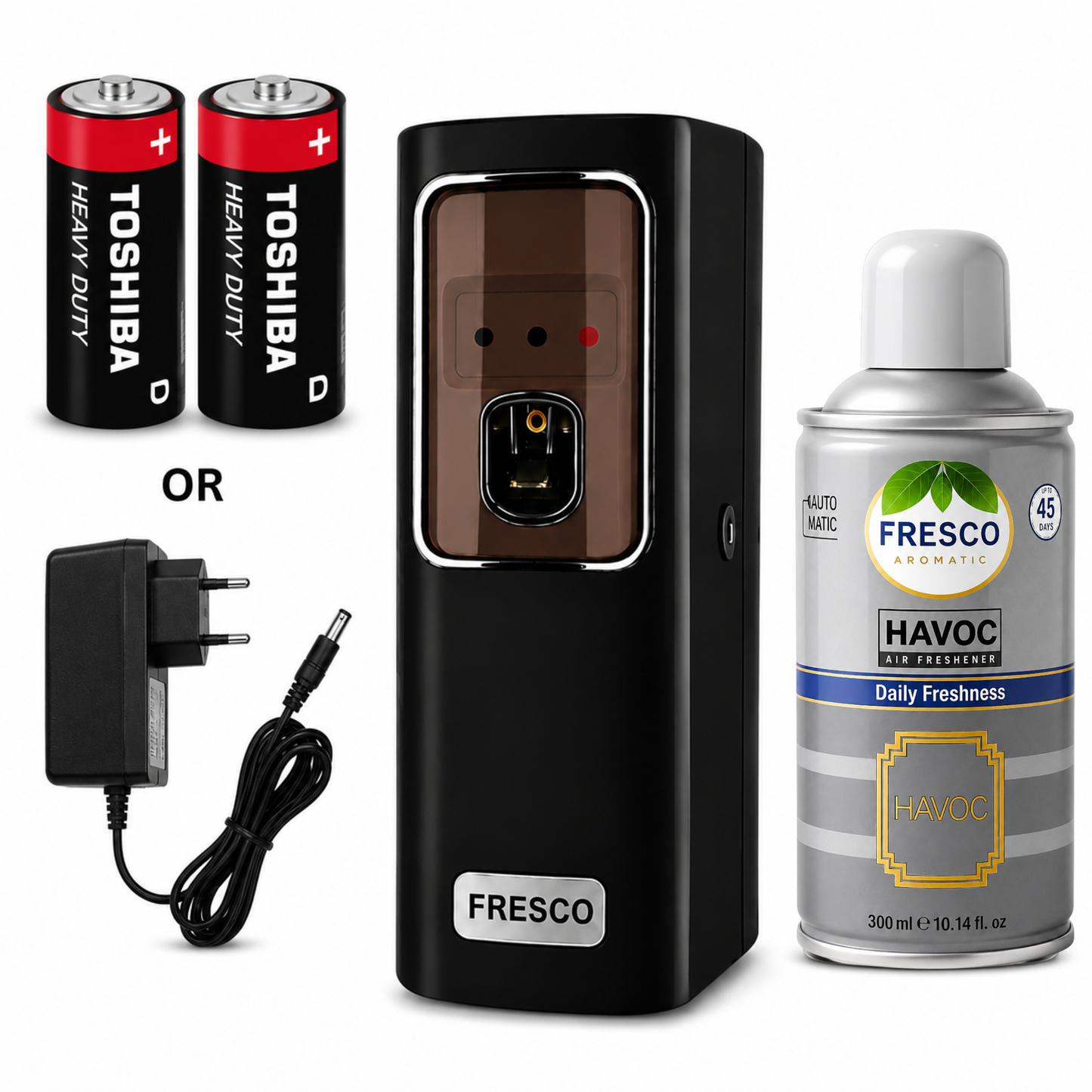 Fresco black Electric Automatic Air Freshener Dispenser with Adopter plug and play