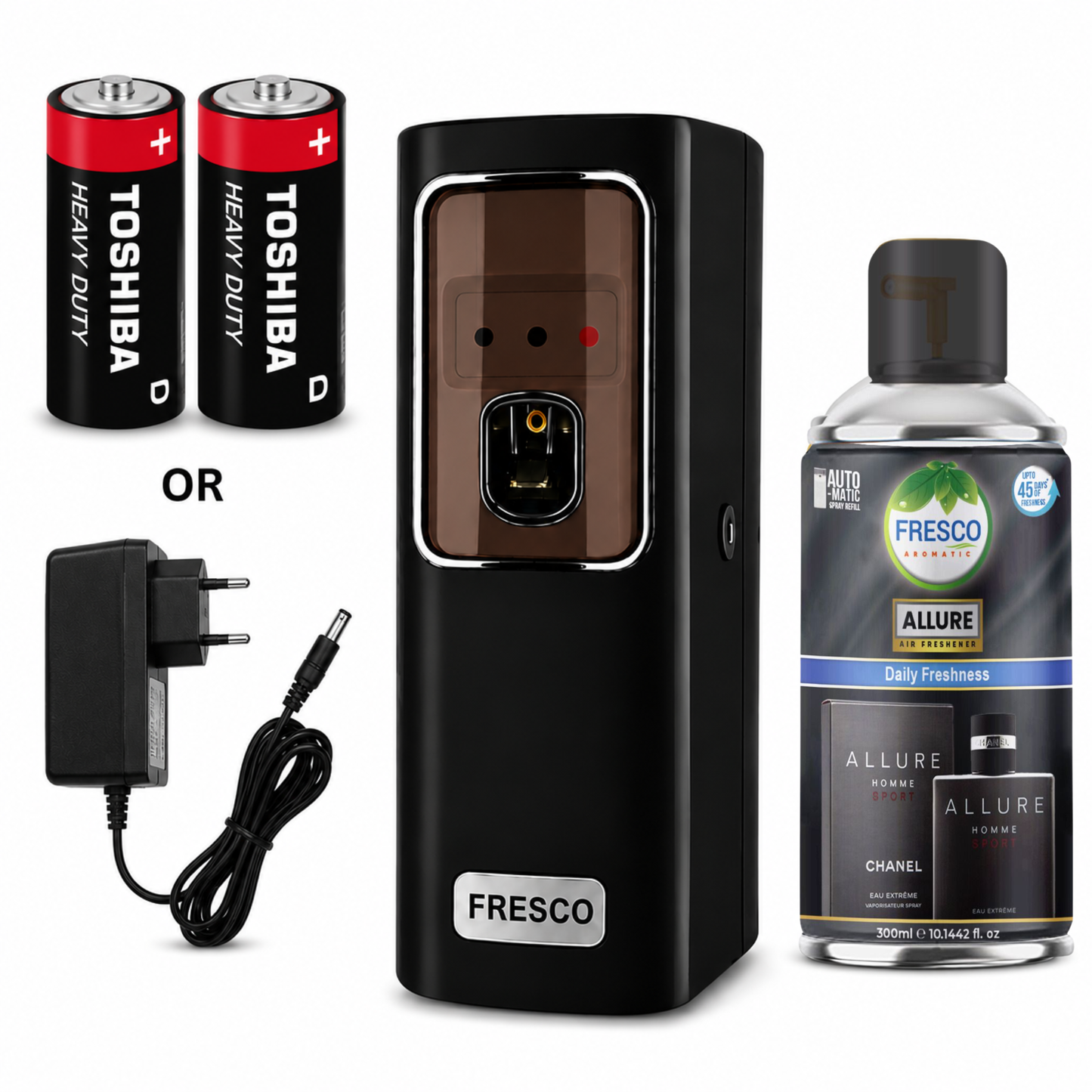 Fresco black Electric Automatic Air Freshener Dispenser with Adopter plug and play