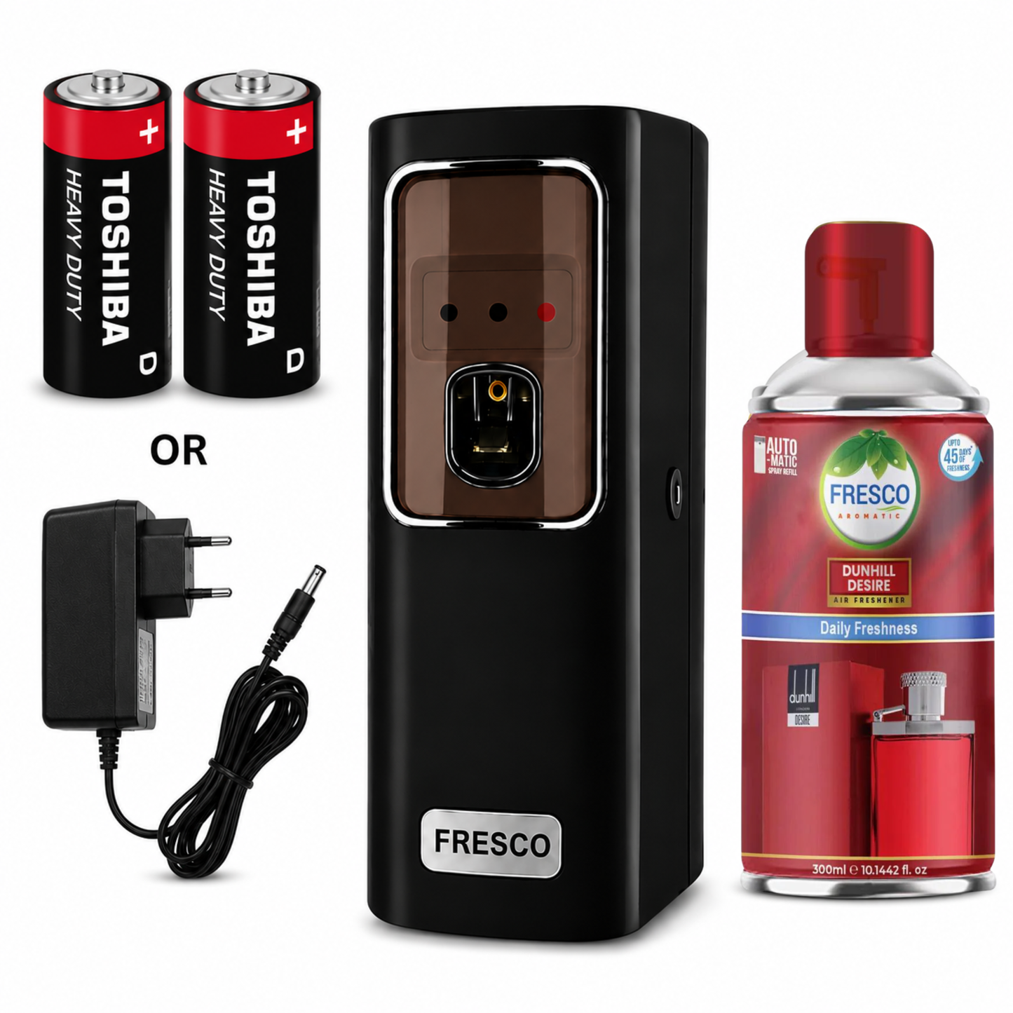 Fresco black Electric Automatic Air Freshener Dispenser with Adopter plug and play