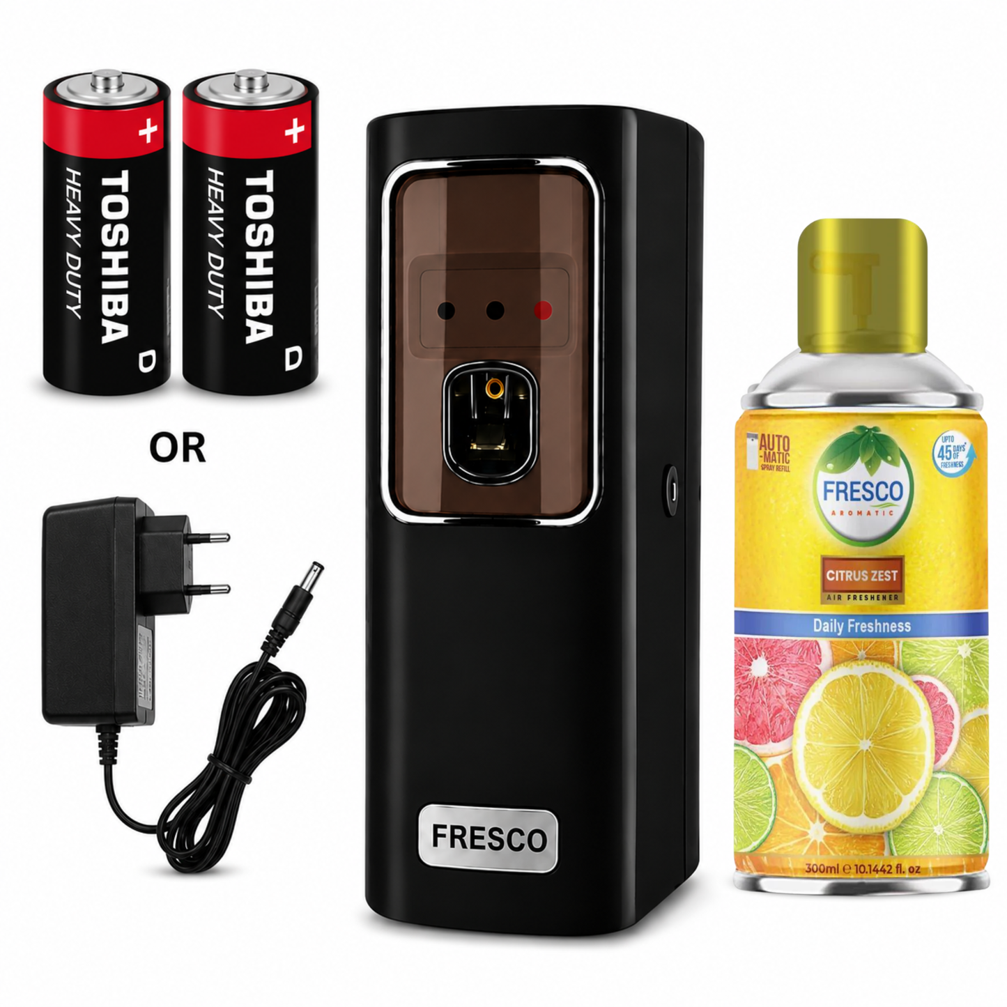 Fresco black Electric Automatic Air Freshener Dispenser with Adopter plug and play