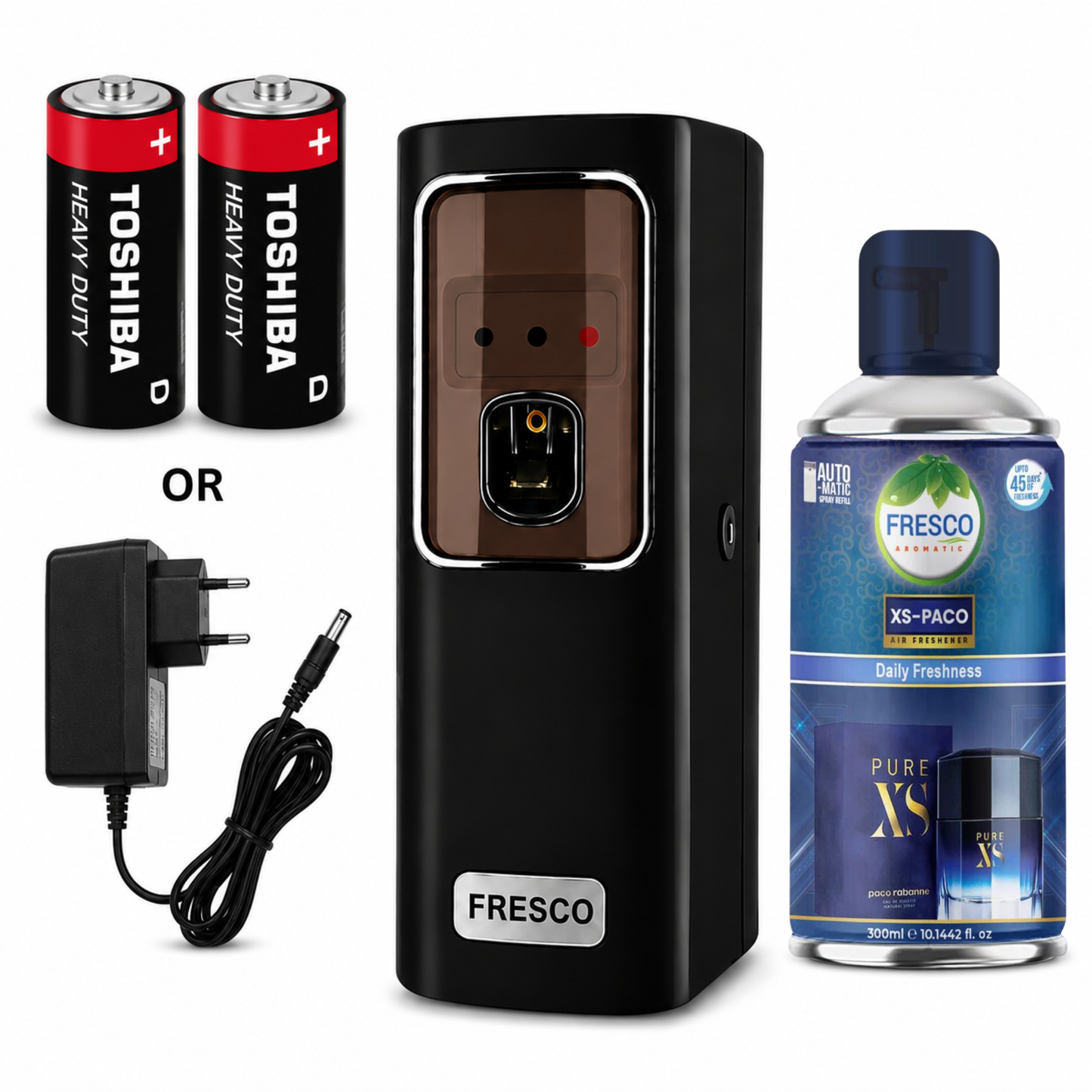 Fresco black Electric Automatic Air Freshener Dispenser with Adopter plug and play