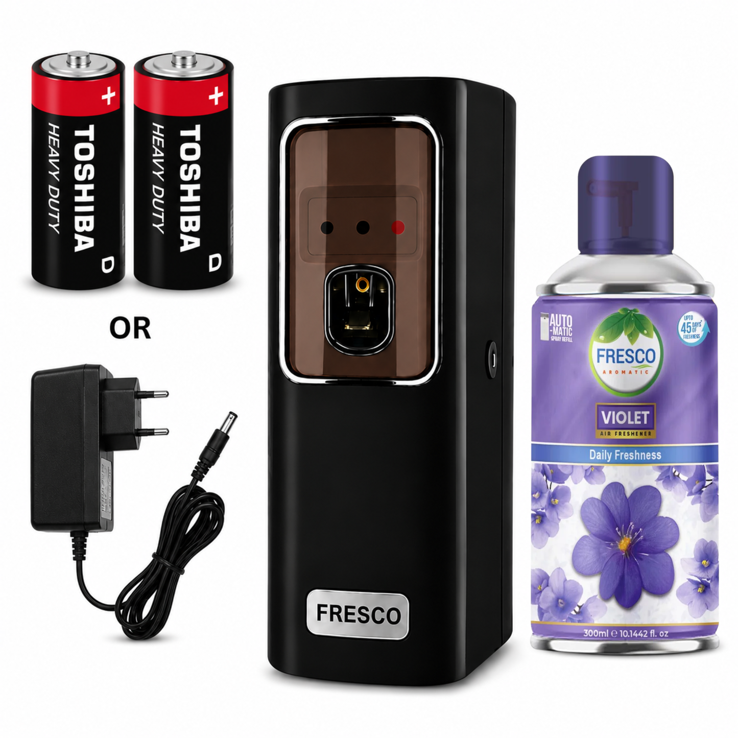 Fresco black Electric Automatic Air Freshener Dispenser with Adopter plug and play
