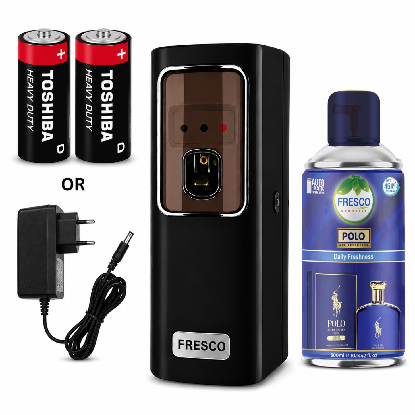 Fresco black Electric Automatic Air Freshener Dispenser with Adopter plug and play