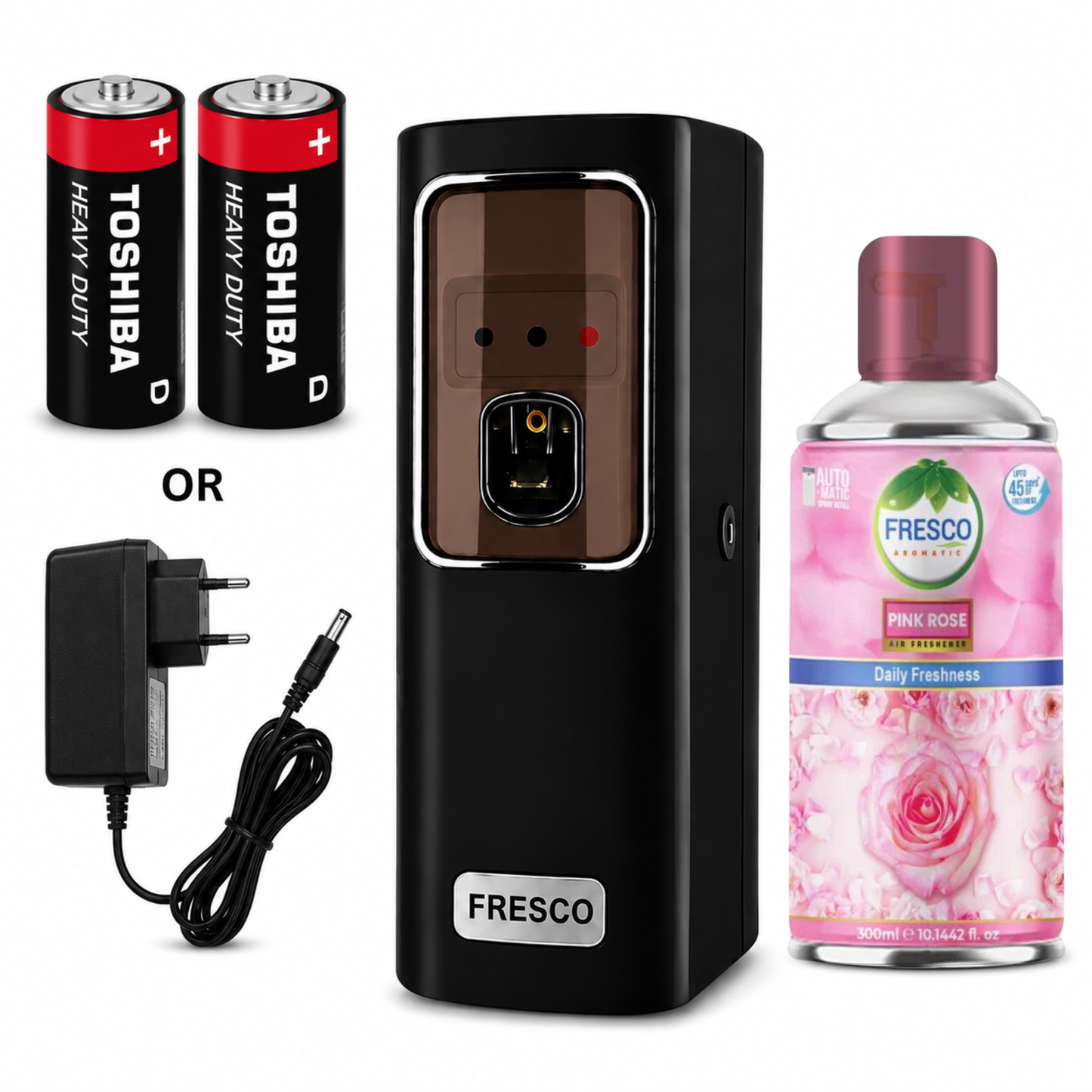 Fresco black Electric Automatic Air Freshener Dispenser with Adopter plug and play