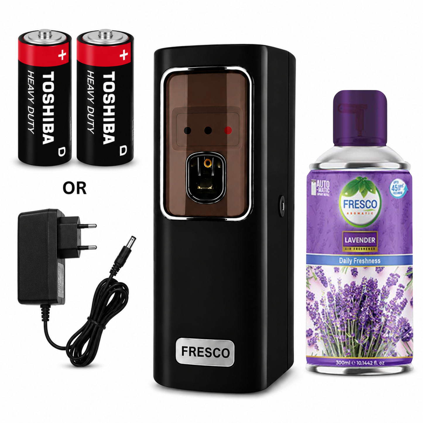 Fresco black Electric Automatic Air Freshener Dispenser with Adopter plug and play