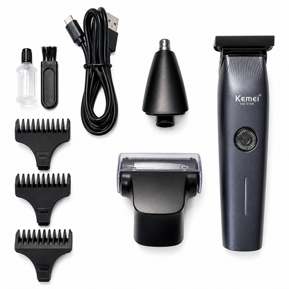 Kemei KM-519A 3-in-1 Rechargeable Electric Shaver & Trimmer