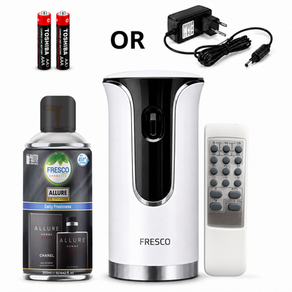 Fresco 2 in 1 Premium Remote Control Automatic Air Freshener Dispenser with Free Air Freshener & Batteries