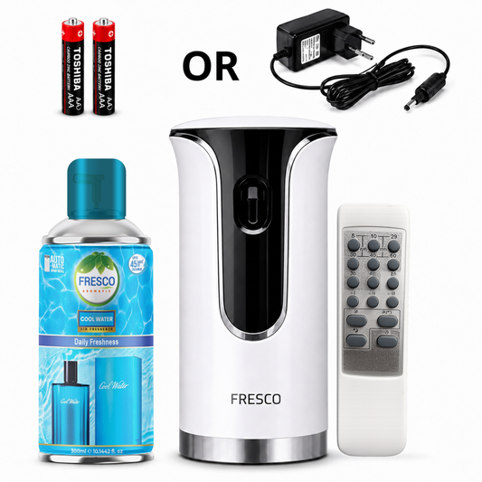 Fresco 2 in 1 Premium Remote Control Automatic Air Freshener Dispenser with Free Air Freshener & Batteries