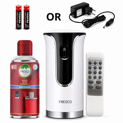 Fresco 2 in 1 Premium Remote Control Automatic Air Freshener Dispenser with Free Air Freshener & Batteries