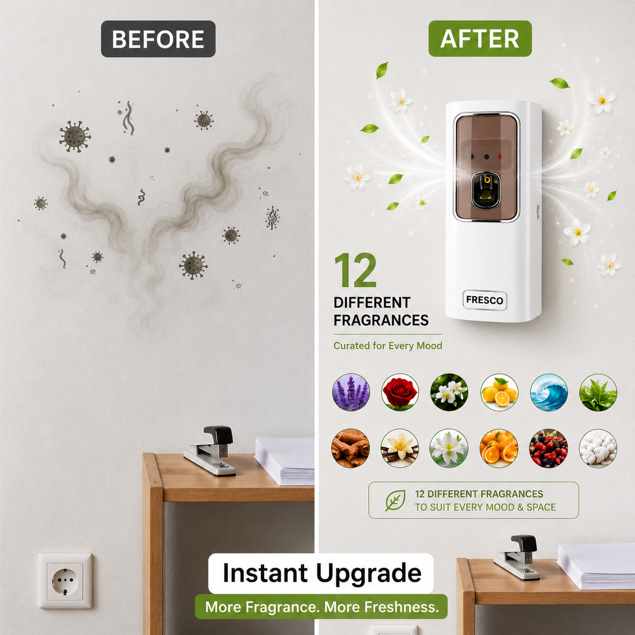 Fresco Remote Control  Air Freshener Dispenser with Free Fresco and Cells